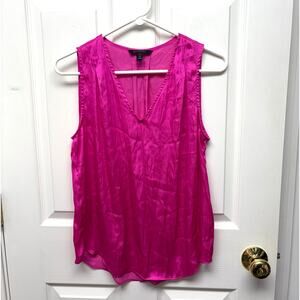 Banana Republic Hot Pink Blouse, Sleeveless, V Neck, Lightweight, Women's Size M
